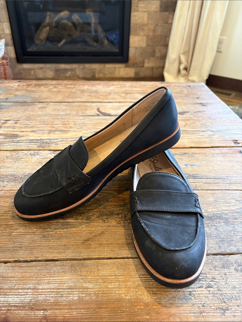 LifeStride Velocity 2.0 Black Penny Loafers with Tan Trim